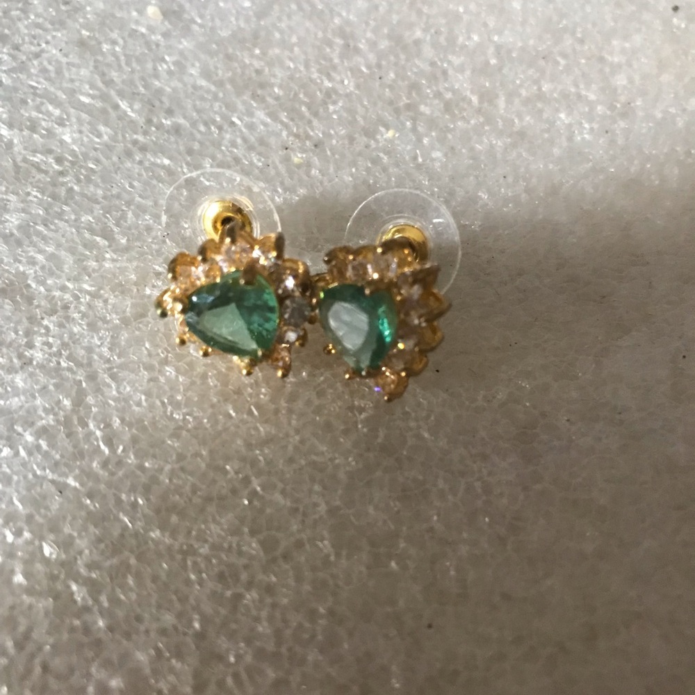 Elegant Gold and Green Stud Earrings